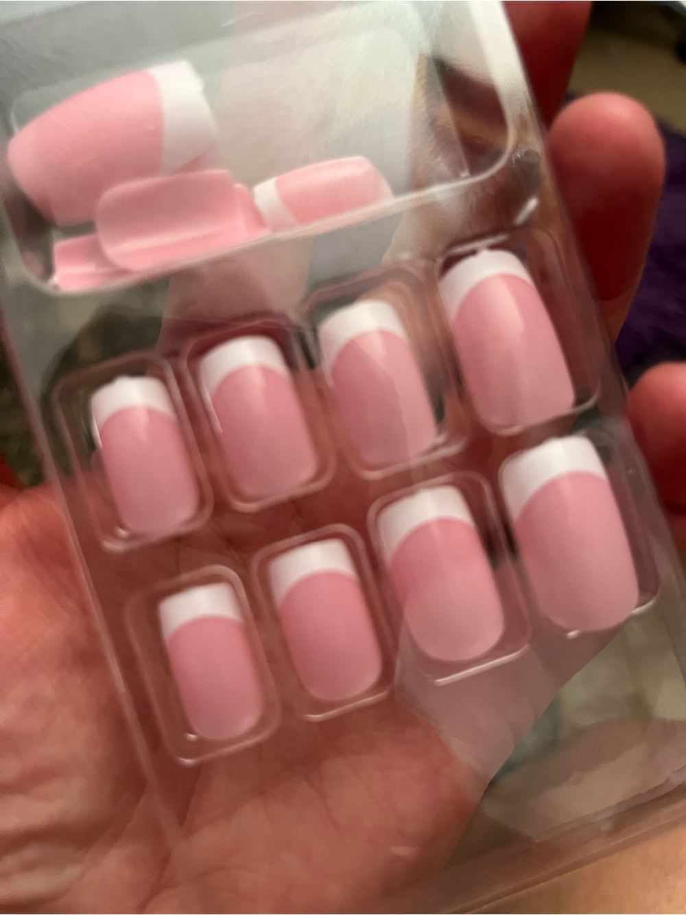Pink French Tip Press-On Nails - Pack of Assorted Sizes